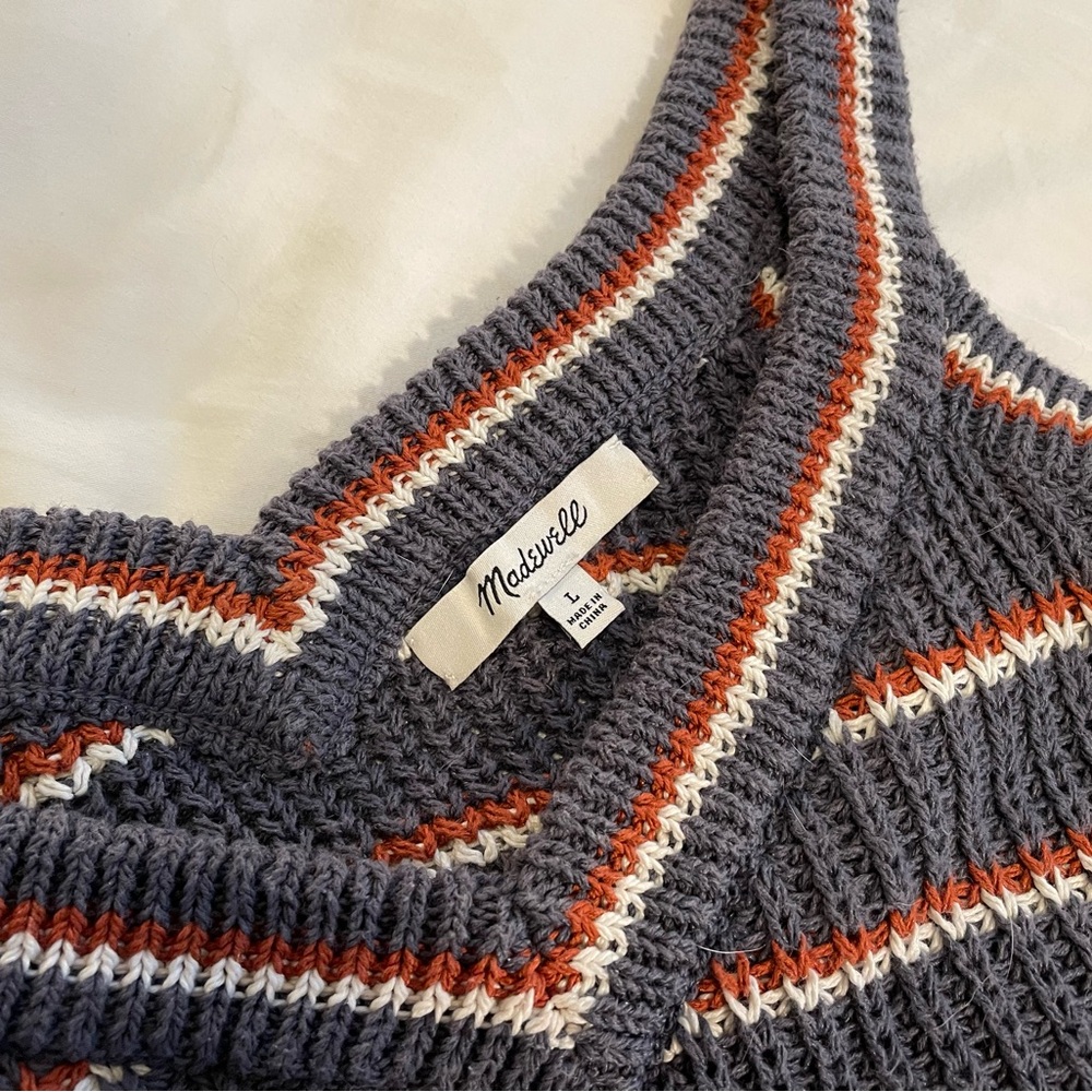Madewell Blue Gray and Red Sweater Tank - Picture 2 of 4
